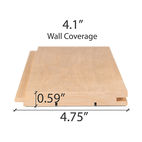 PROSAUNAS Alder 1" x 5" x 6' Natural Alder Wood Tongue & Groove Sauna Wall Paneling