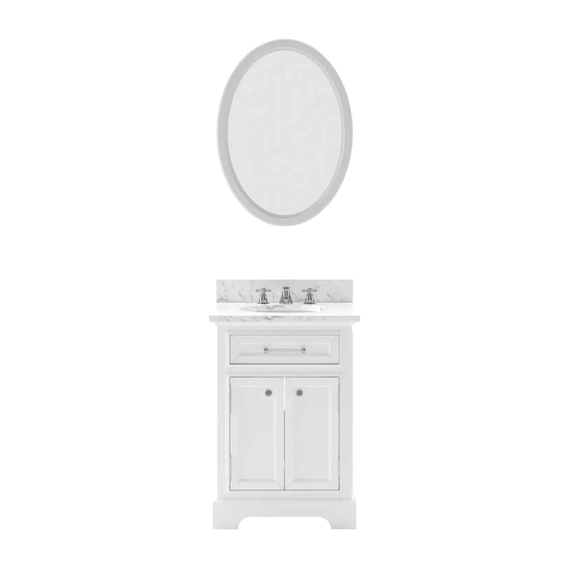 Water Creation 24 Inch Pure White Single Sink Bathroom Vanity With Faucet From The Derby Collection