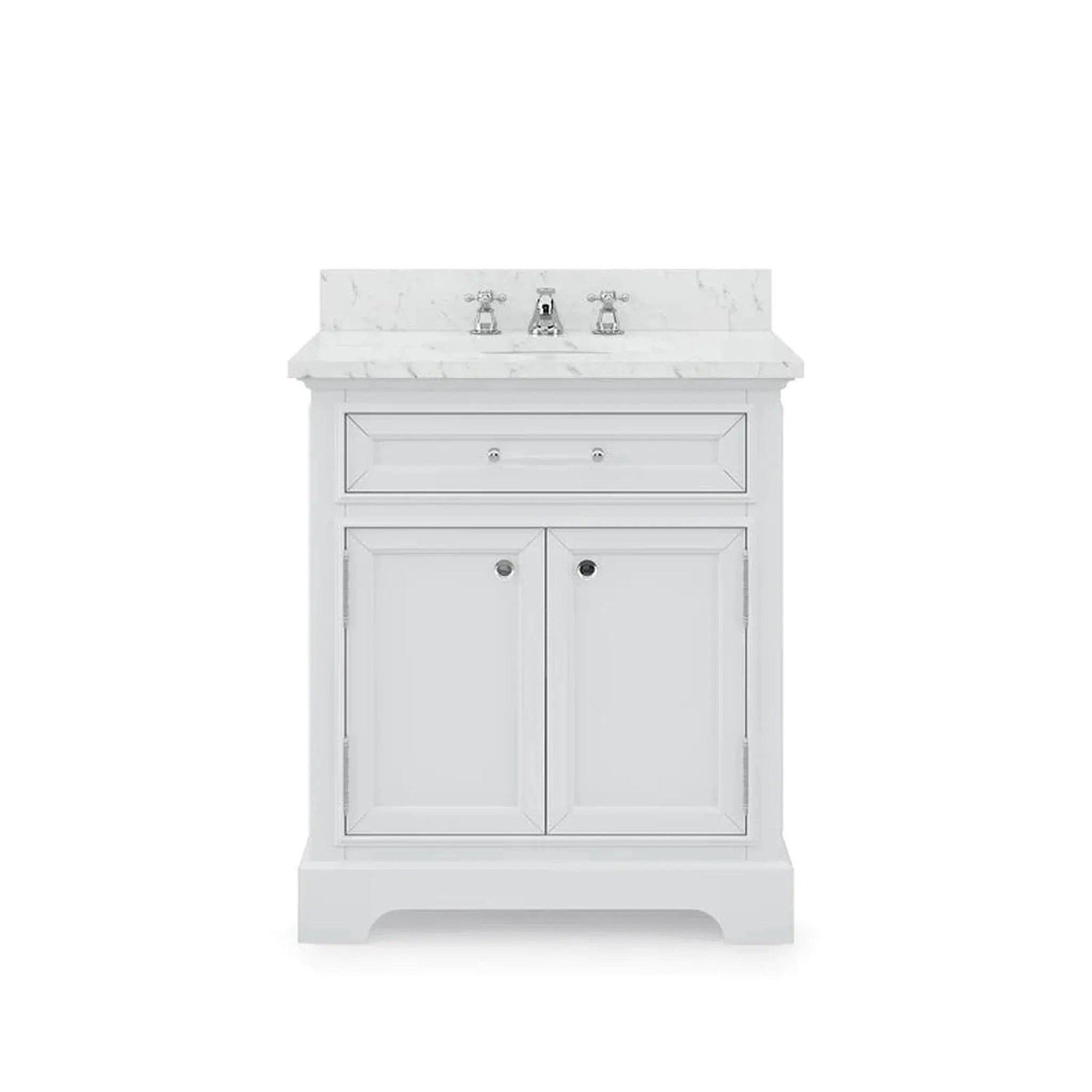 Water Creation 30 Inch Pure White Single Sink Bathroom Vanity With Faucet From The Derby Collection