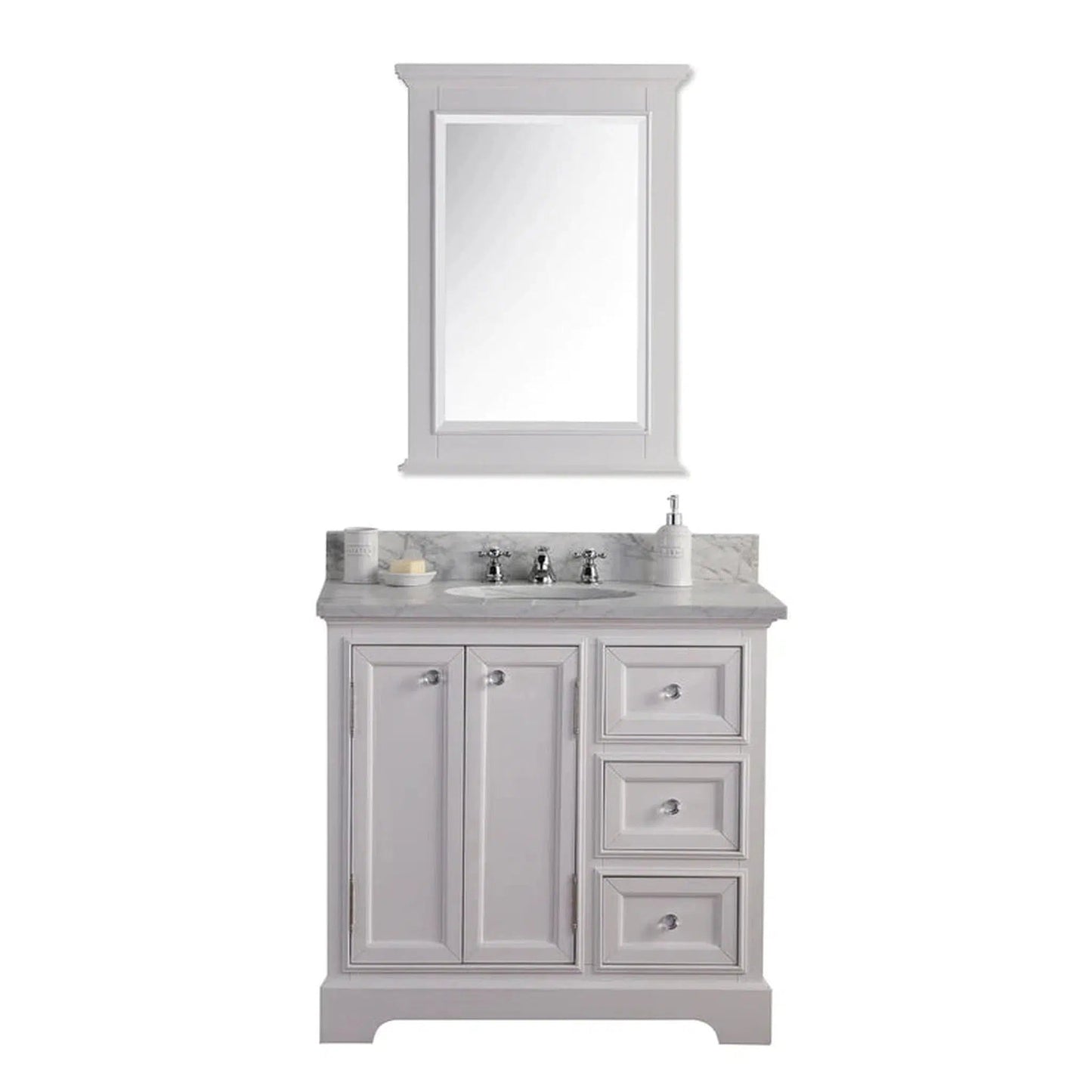 Water Creation 36 Inch Wide Cashmere Grey Single Sink Carrara Marble Bathroom Vanity From The Derby Collection