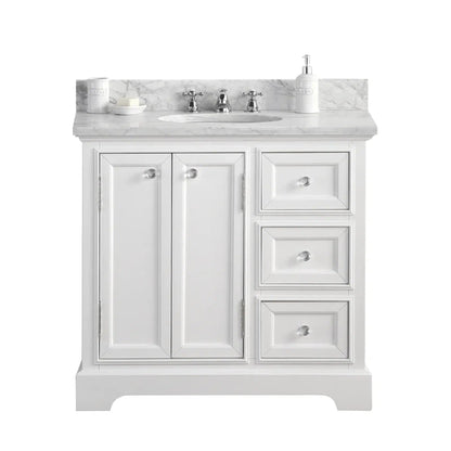 Water Creation 36 Inch Wide Cashmere Grey Single Sink Carrara Marble Bathroom Vanity From The Derby Collection