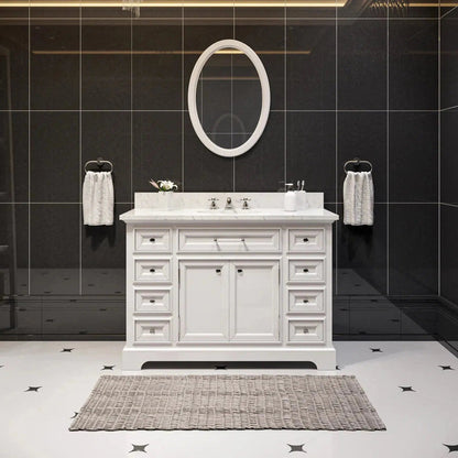 Water Creation 48 Inch Cashmere Grey Single Sink Bathroom Vanity With Matching Framed Mirror From The Derby Collection