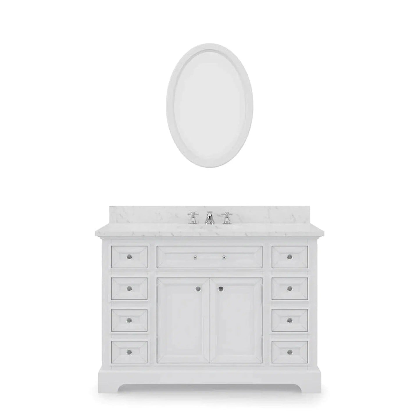 Water Creation 48 Inch Pure White Single Sink Bathroom Vanity With Matching Framed Mirror From The Derby Collection