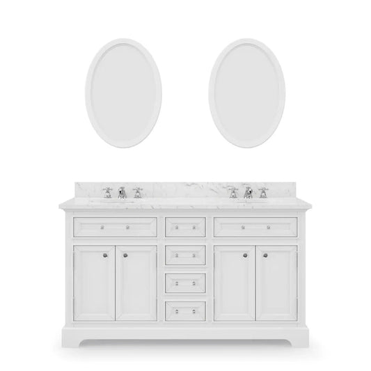 Water Creation 60 Inch Cashmere Grey Double Sink Bathroom Vanity With Faucet From The Derby Collection