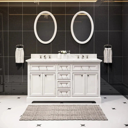 Water Creation 60 Inch Cashmere Grey Double Sink Bathroom Vanity With Matching Framed Mirrors From The Derby Collection