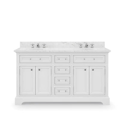 Water Creation 60 Inch Pure White Double Sink Bathroom Vanity With Matching Framed Mirrors From The Derby Collection
