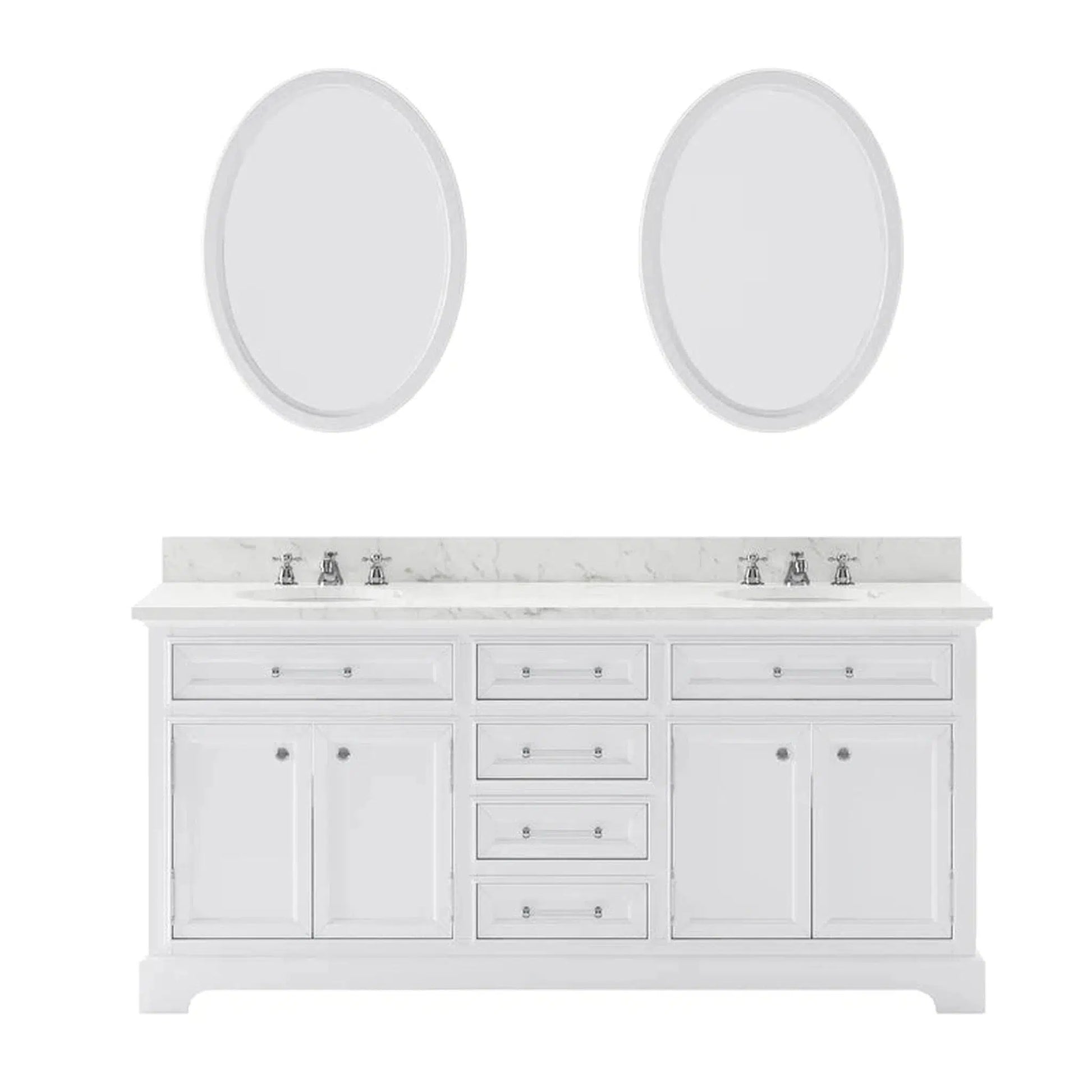 Water Creation 72 Inch Pure White Double Sink Bathroom Vanity With Faucet From The Derby Collection