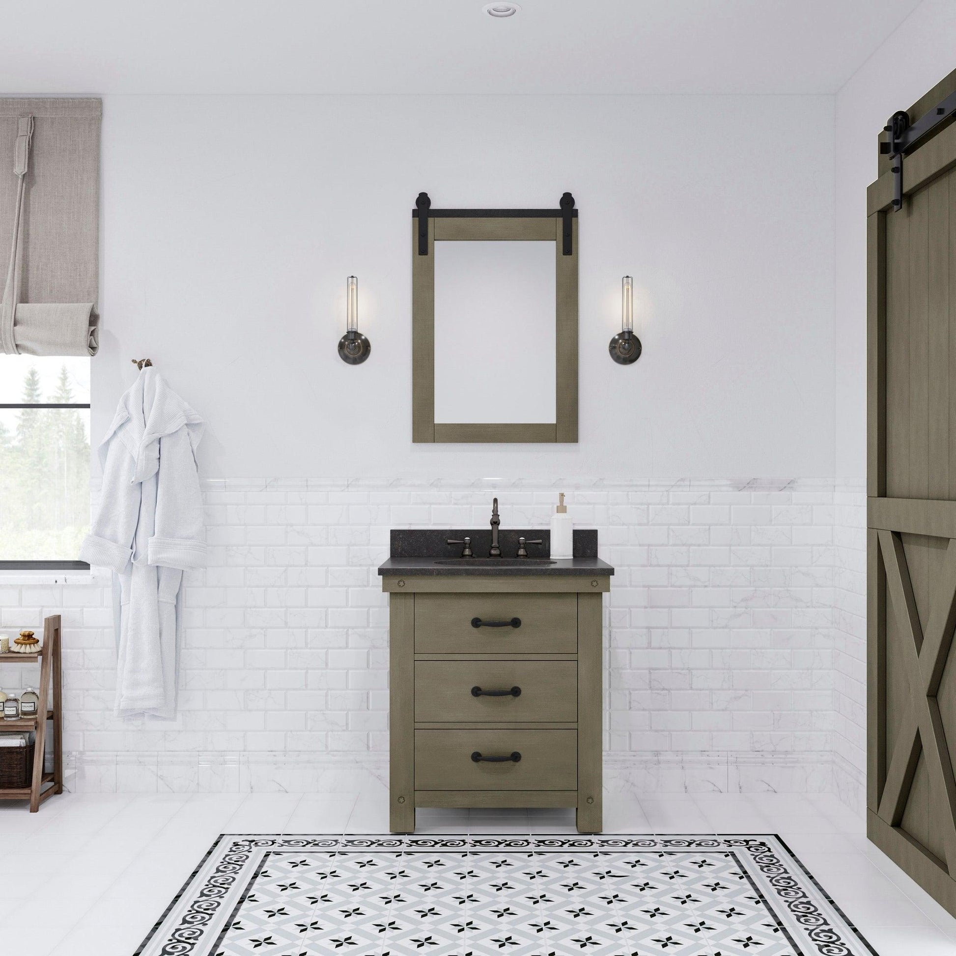 Water Creation Aberdeen 30" Grizzle Grey Single Sink Bathroom Vanity With Blue Limestone Counter Top