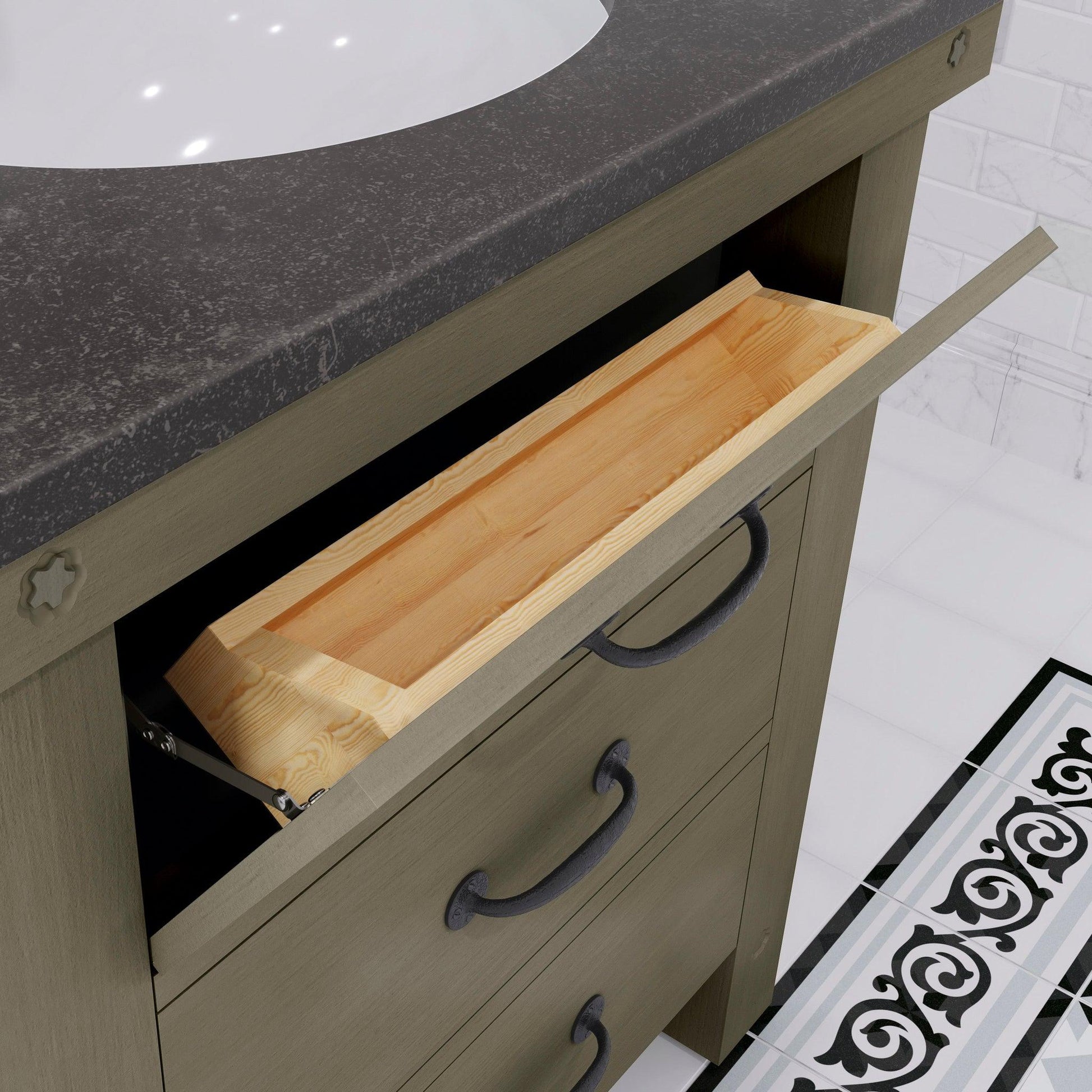Water Creation Aberdeen 30" Grizzle Grey Single Sink Bathroom Vanity With Blue Limestone Counter Top