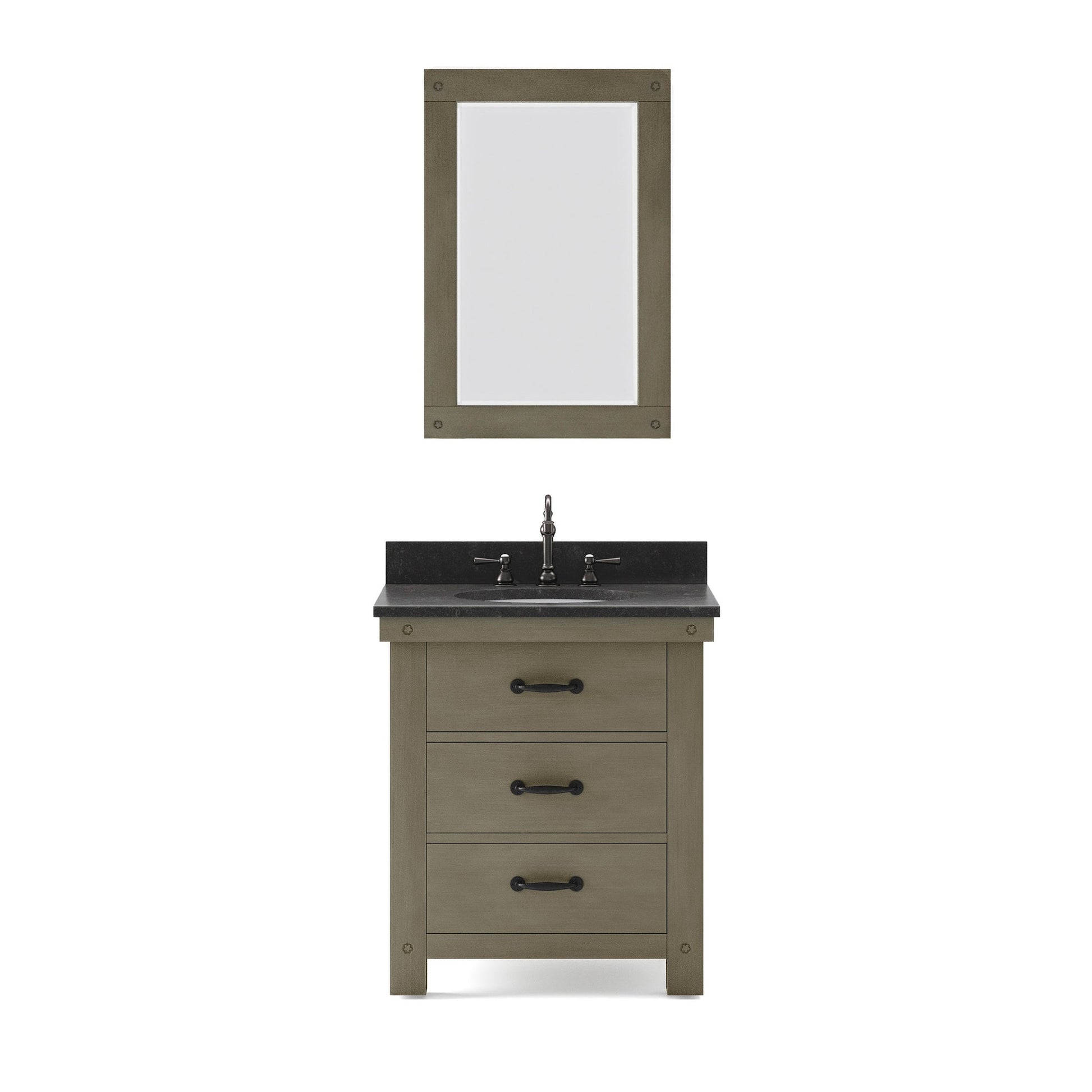 Water Creation Aberdeen 30" Grizzle Grey Single Sink Bathroom Vanity With Mirror With Blue Limestone Counter Top