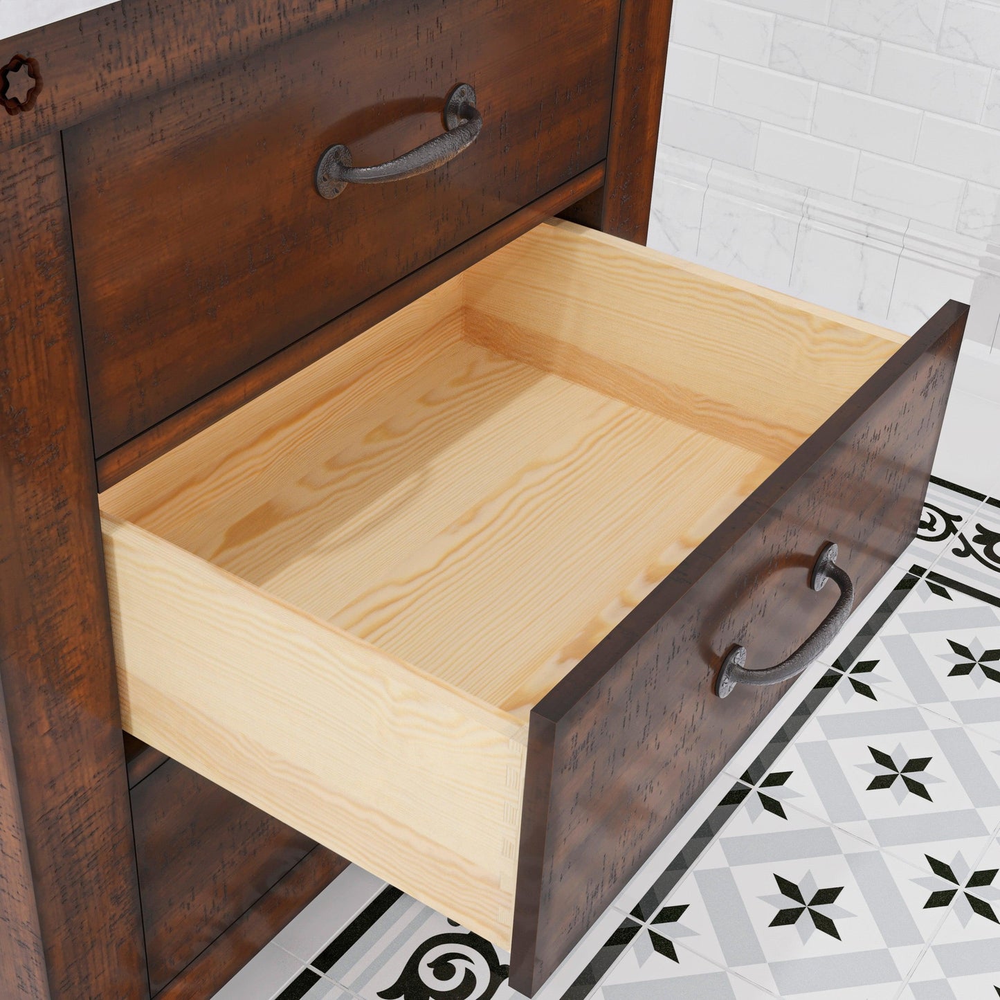 Water Creation Aberdeen 30" Single Sink Carrara White Marble Countertop Rustic Sierra Vanity