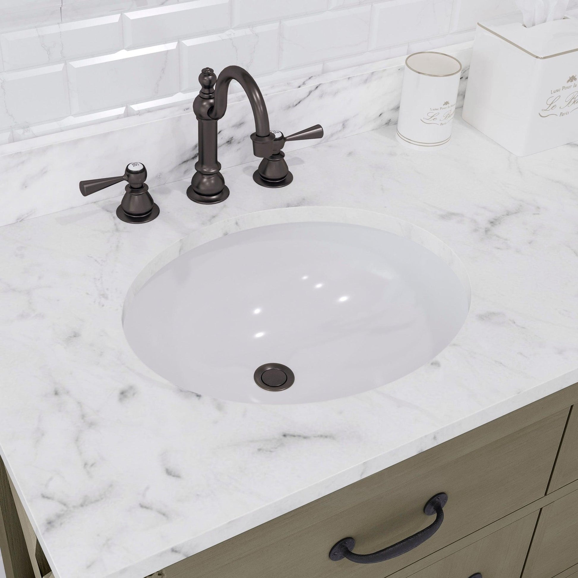 Water Creation Aberdeen 72" Grizzle Grey Double Sink Bathroom Vanity With Faucets With Carrara White Marble Counter Top