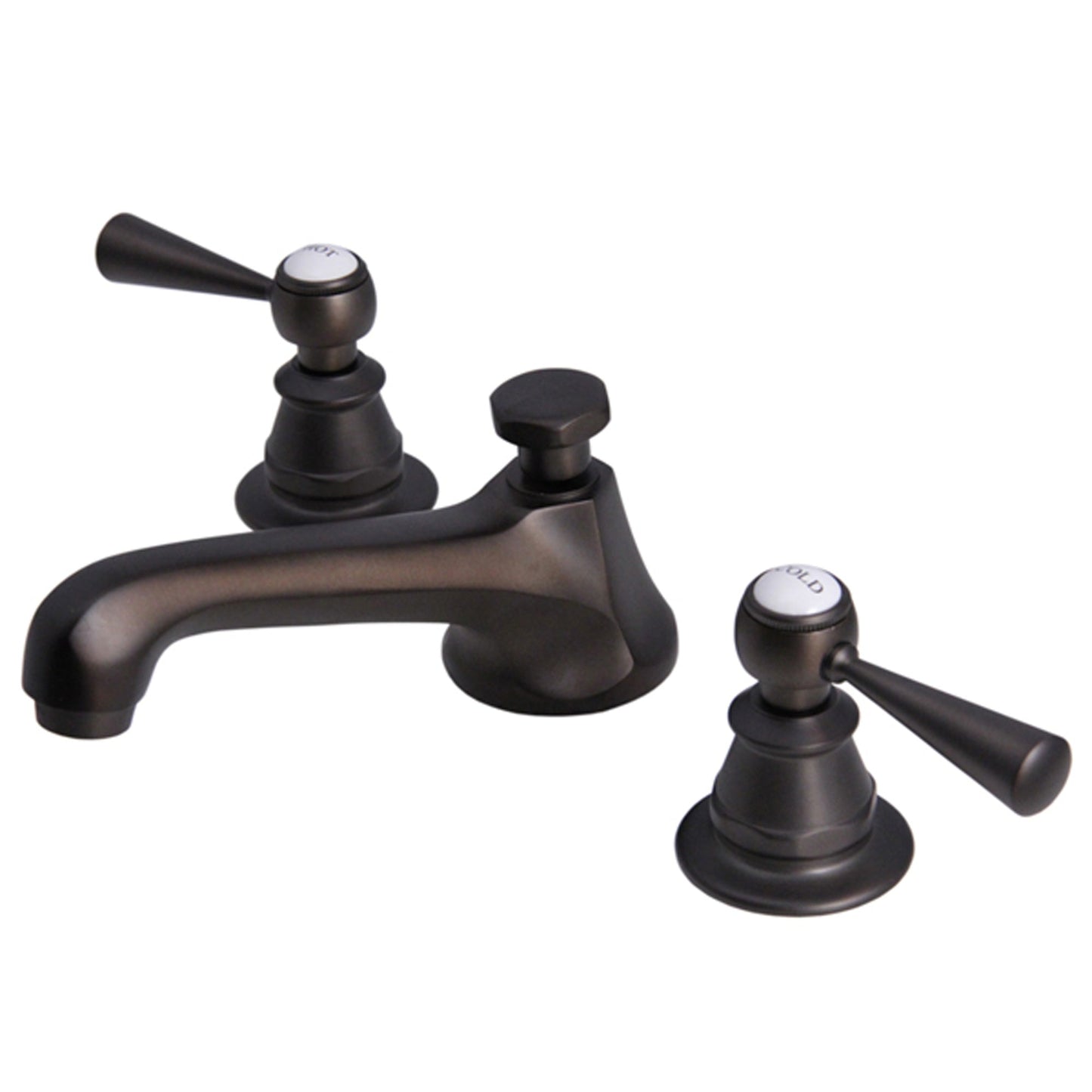 Water Creation American 20th Century Classic Widespread Lavatory F2-0009 8" Brown Solid Brass Faucet With Pop-Up Drain And Torch Lever Handles, Hot And Cold Labels Included