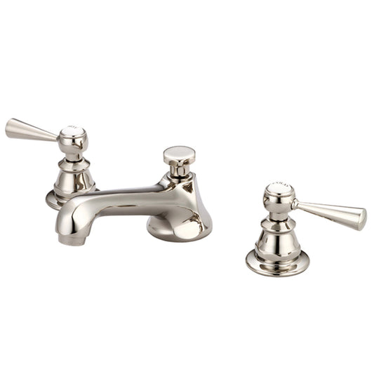 Water Creation American 20th Century Classic Widespread Lavatory F2-0009 8" Ivory Solid Brass Faucet With Pop-Up Drain And Torch Lever Handles, Hot And Cold Labels Included