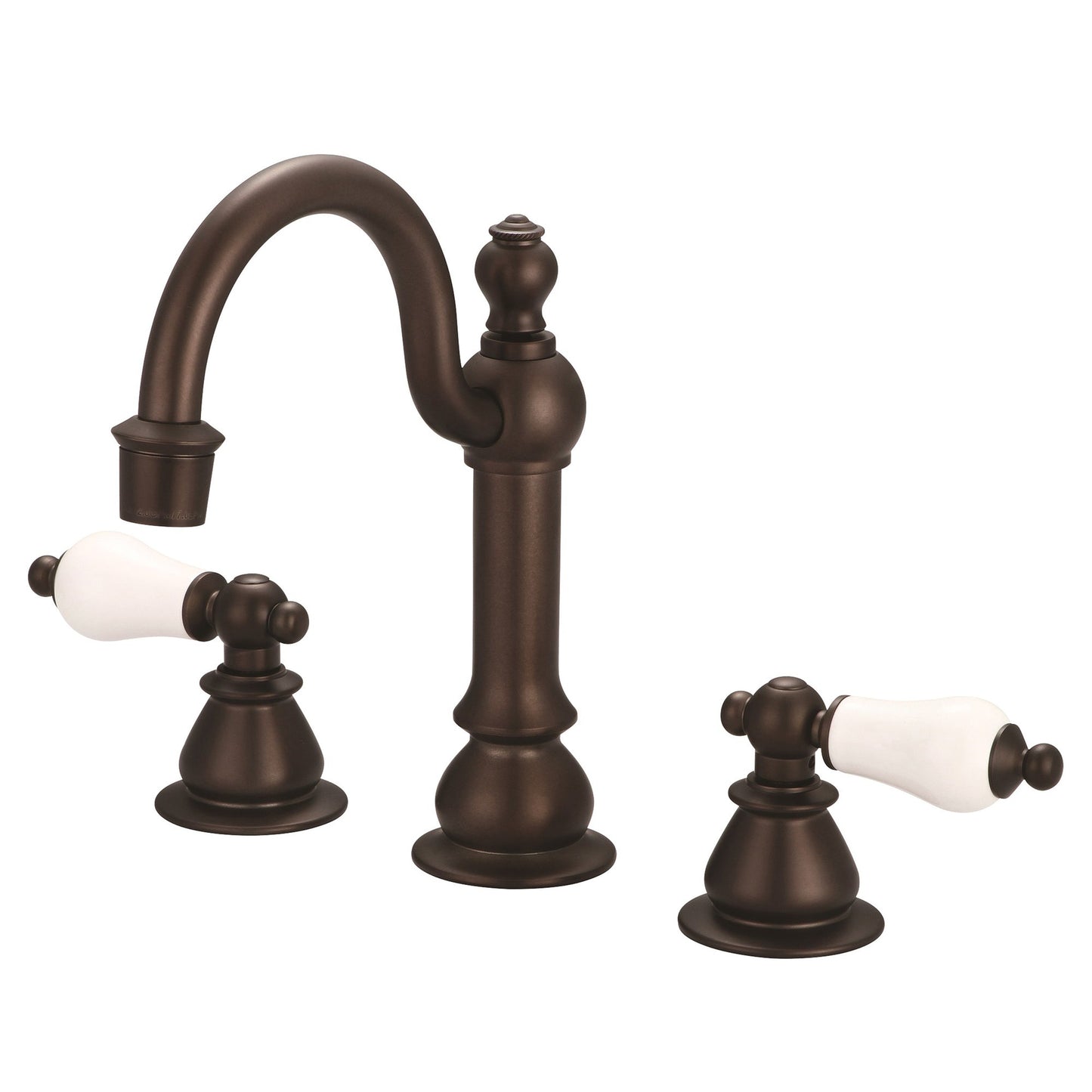 Water Creation American 20th Century Classic Widespread Lavatory F2-0012 8" Brown Solid Brass Faucet With Pop-Up Drain And Porcelain Lever Handles