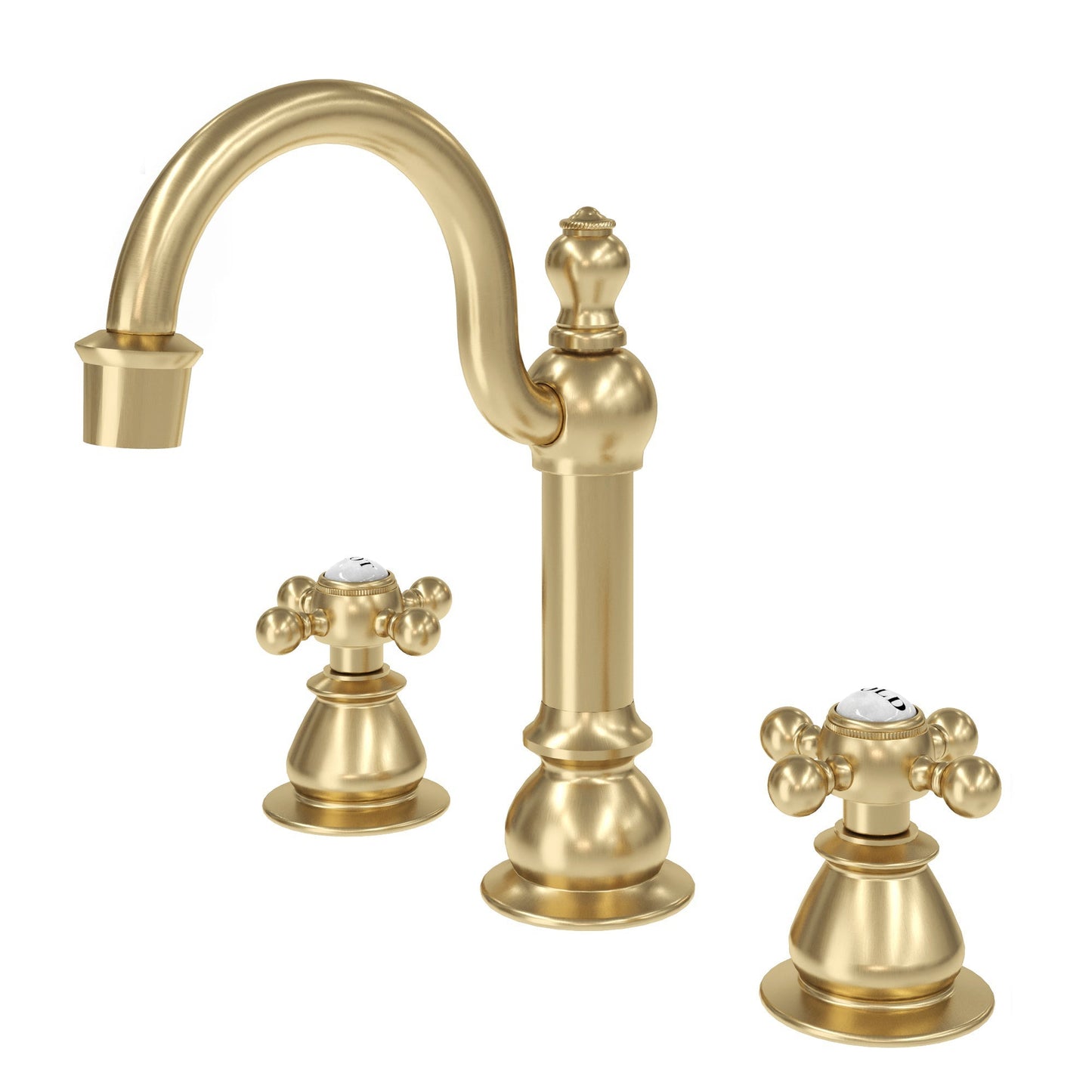 Water Creation American 20th Century Classic Widespread Lavatory F2-0012 8" Gold Solid Brass Faucet With Pop-Up Drain And Metal Lever Handles, Hot And Cold Labels Included