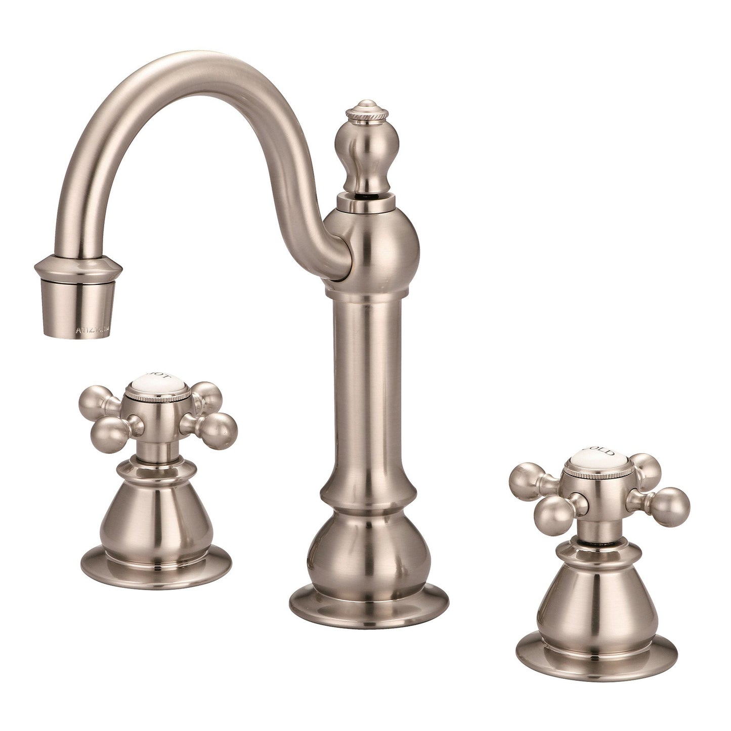 Water Creation American 20th Century Classic Widespread Lavatory F2-0012 8" Grey Solid Brass Faucet With Pop-Up Drain And Metal Lever Handles, Hot And Cold Labels Included