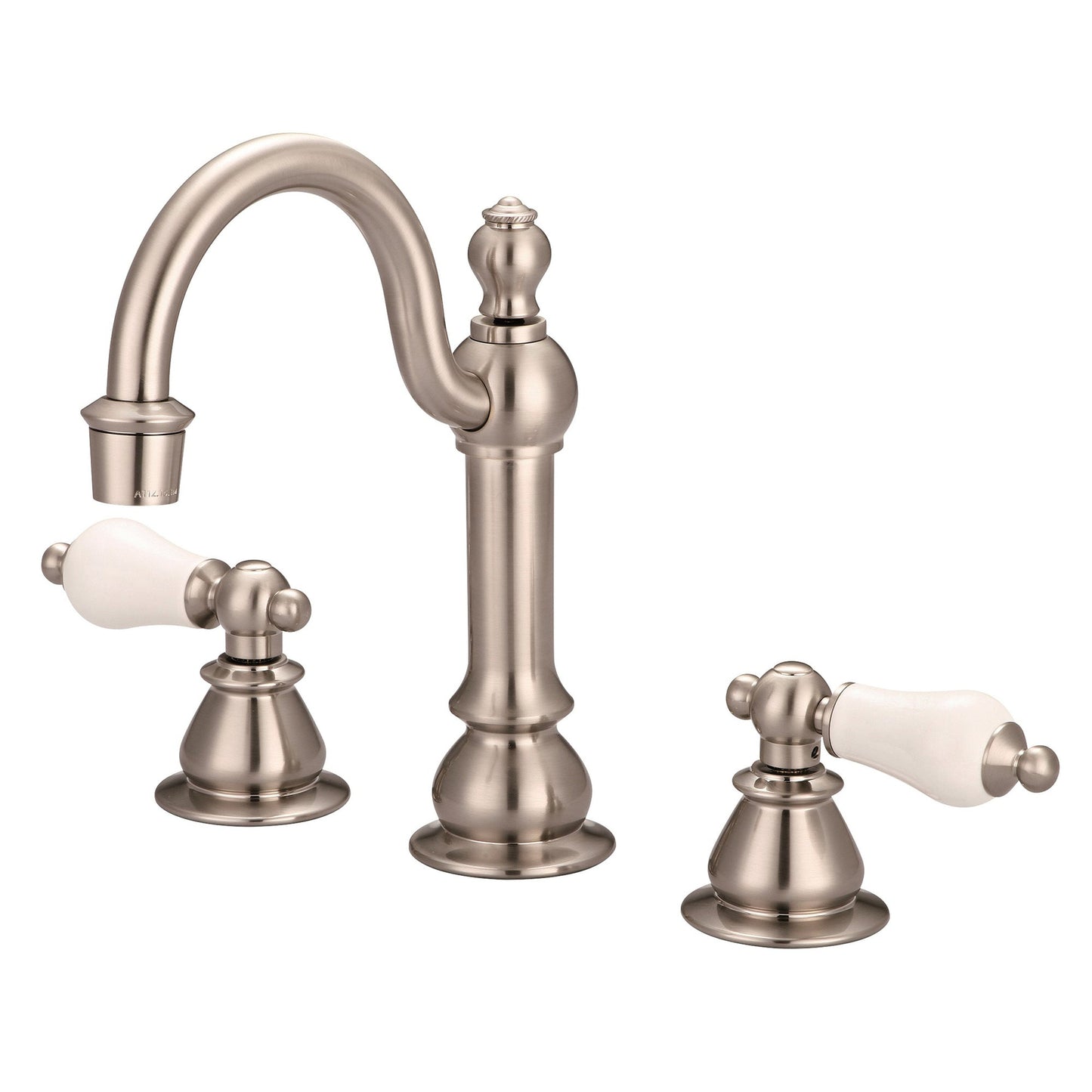 Water Creation American 20th Century Classic Widespread Lavatory F2-0012 8" Grey Solid Brass Faucet With Pop-Up Drain And Porcelain Lever Handles