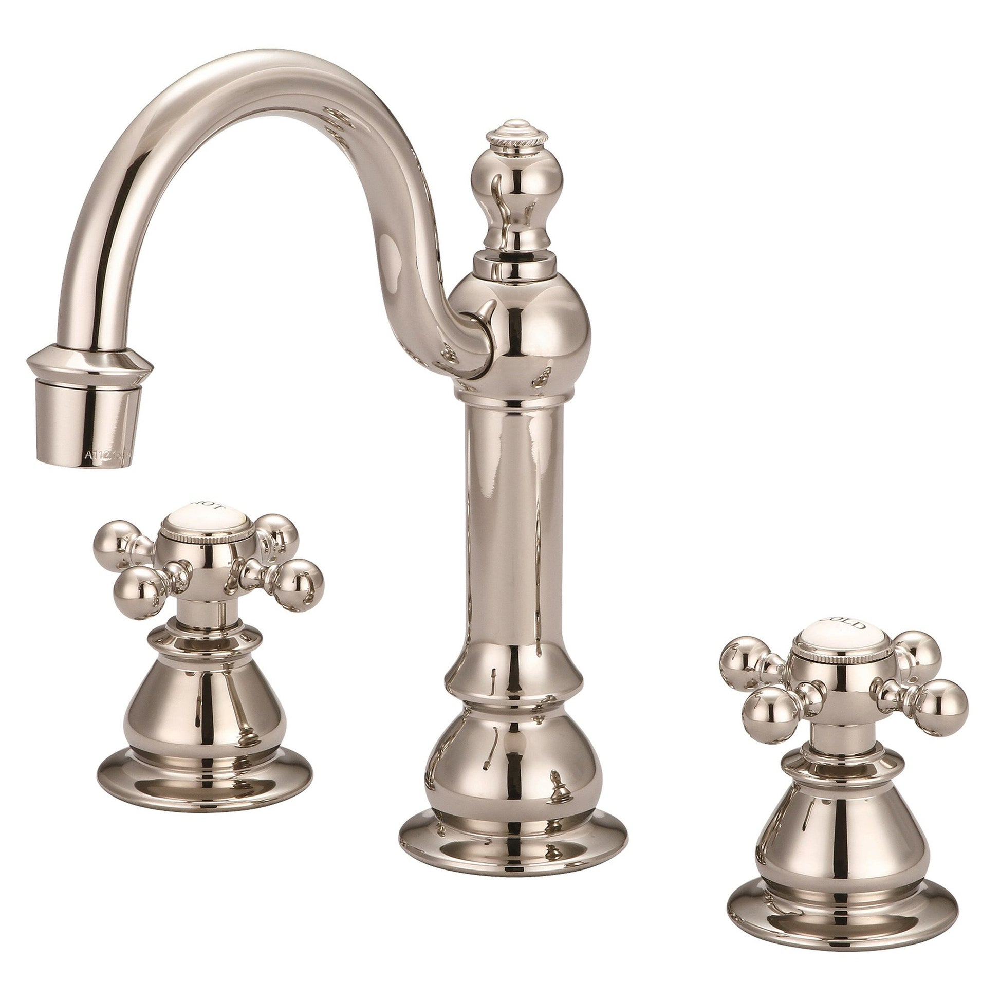 Water Creation American 20th Century Classic Widespread Lavatory F2-0012 8" Ivory Solid Brass Faucet With Pop-Up Drain And Metal Lever Handles, Hot And Cold Labels Included