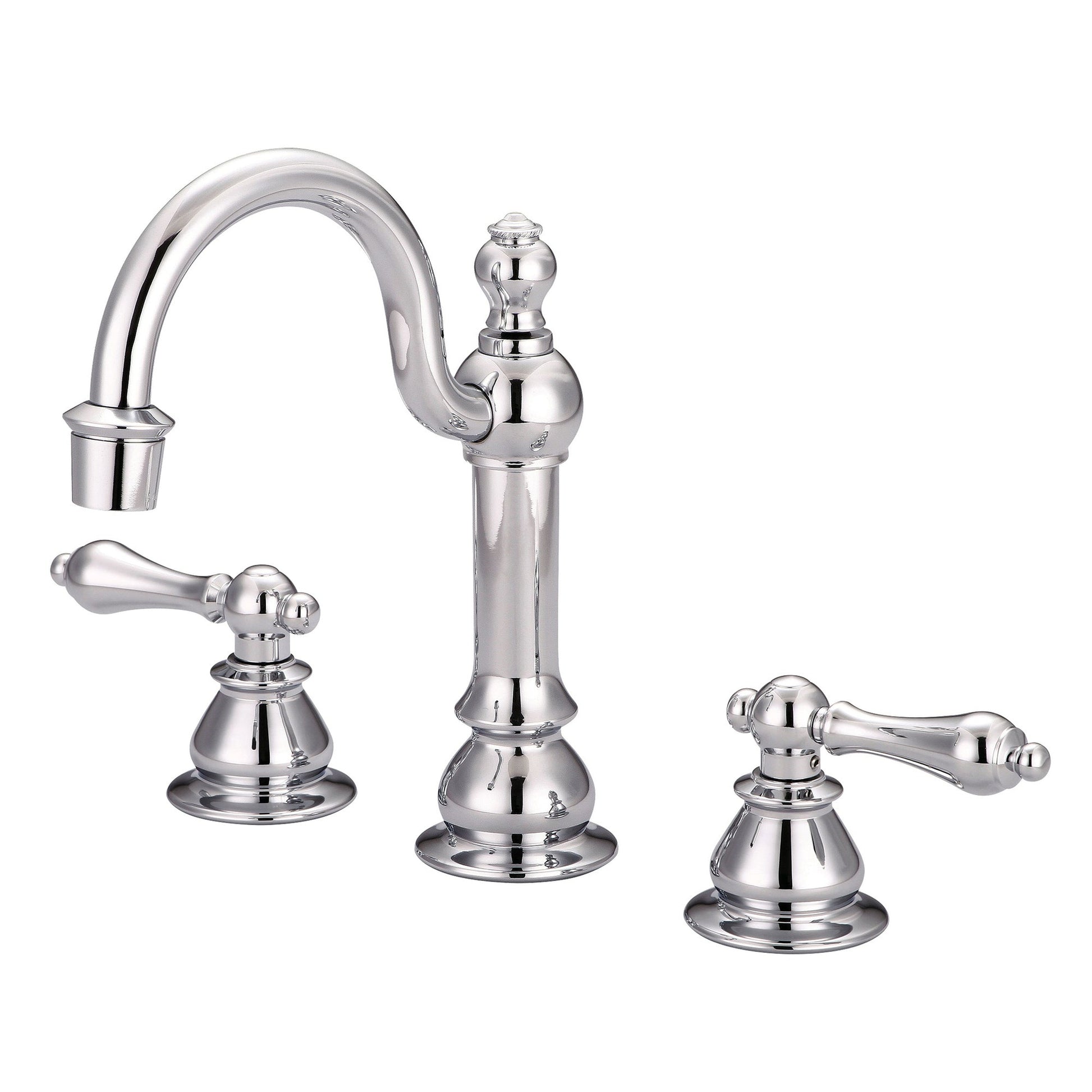 Water Creation American 20th Century Classic Widespread Lavatory F2-0012 8" Silver Solid Brass Faucet With Pop-Up Drain And Metal Lever Handles