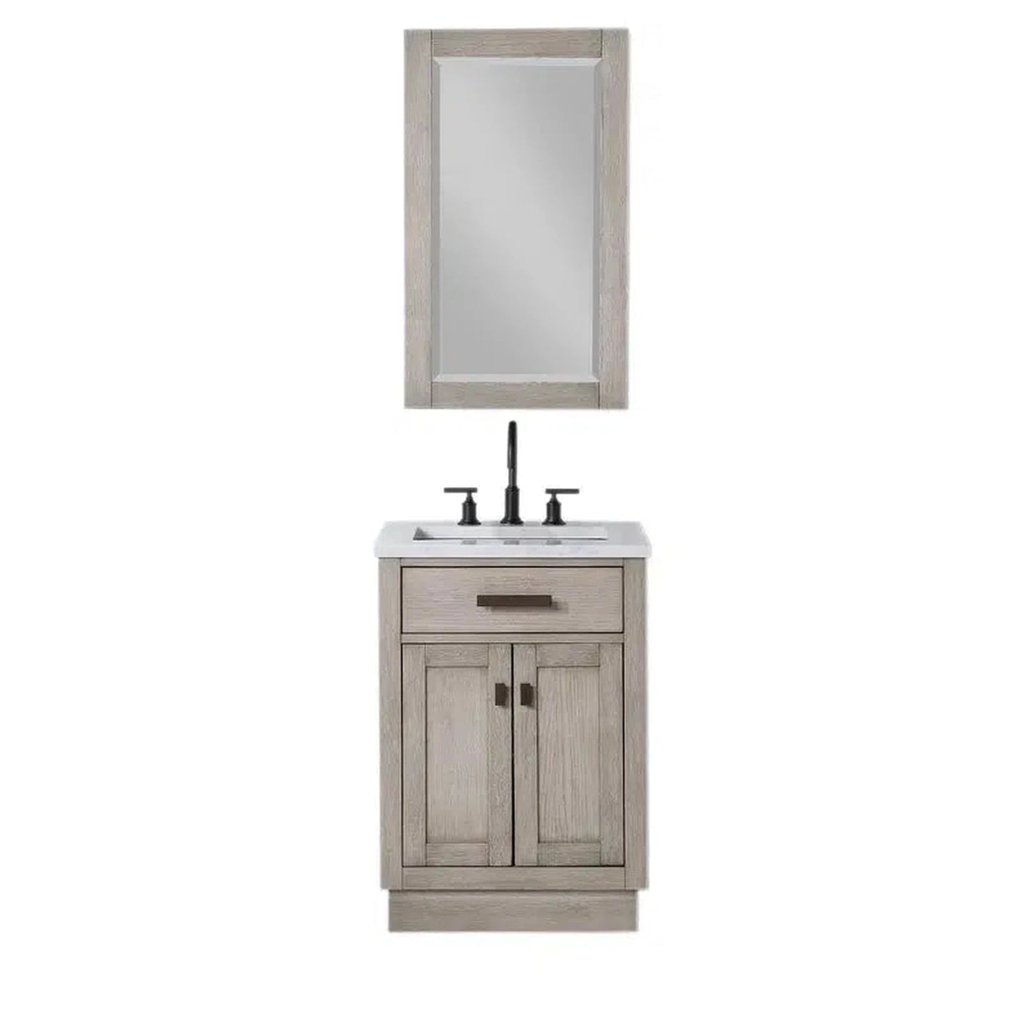 Water Creation Chestnut 24 In. Single Sink Carrara White Marble Countertop Vanity In Grey Oak