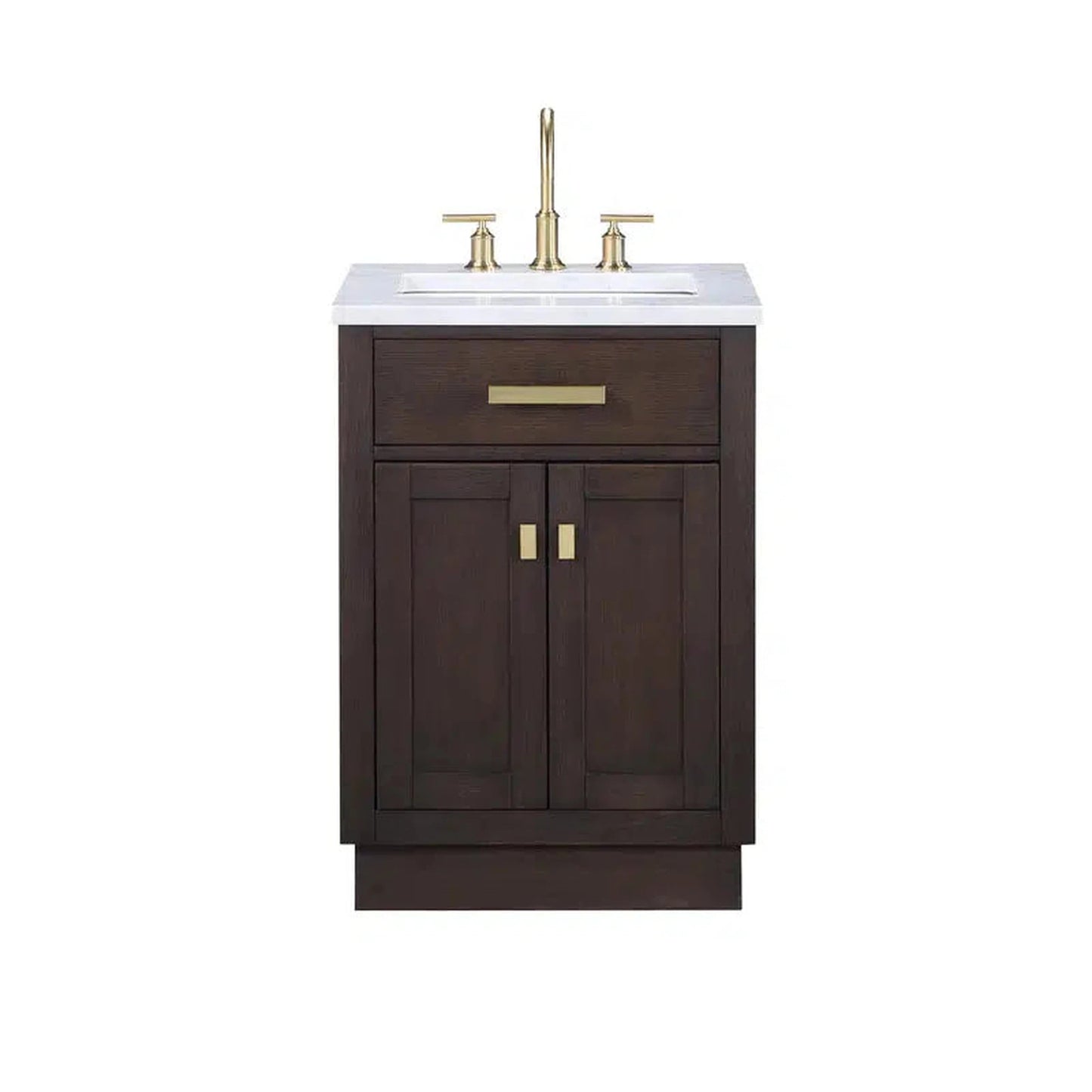 Water Creation Chestnut 24" Single Sink Carrara White Marble Countertop Vanity In Brown Oak