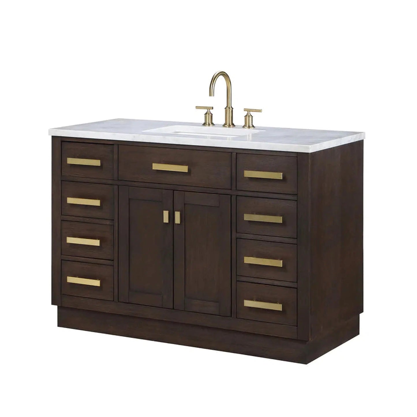 Water Creation Chestnut 48" Single Sink Carrara White Marble Countertop Vanity In Brown Oak