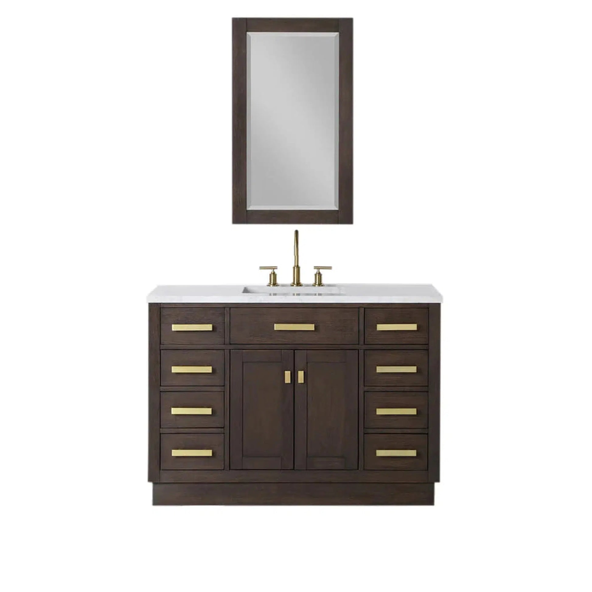 Water Creation Chestnut 48" Single Sink Carrara White Marble Countertop Vanity In Brown Oak