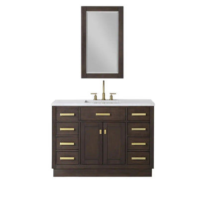 Water Creation Chestnut 48" Single Sink Carrara White Marble Countertop Vanity In Brown Oak