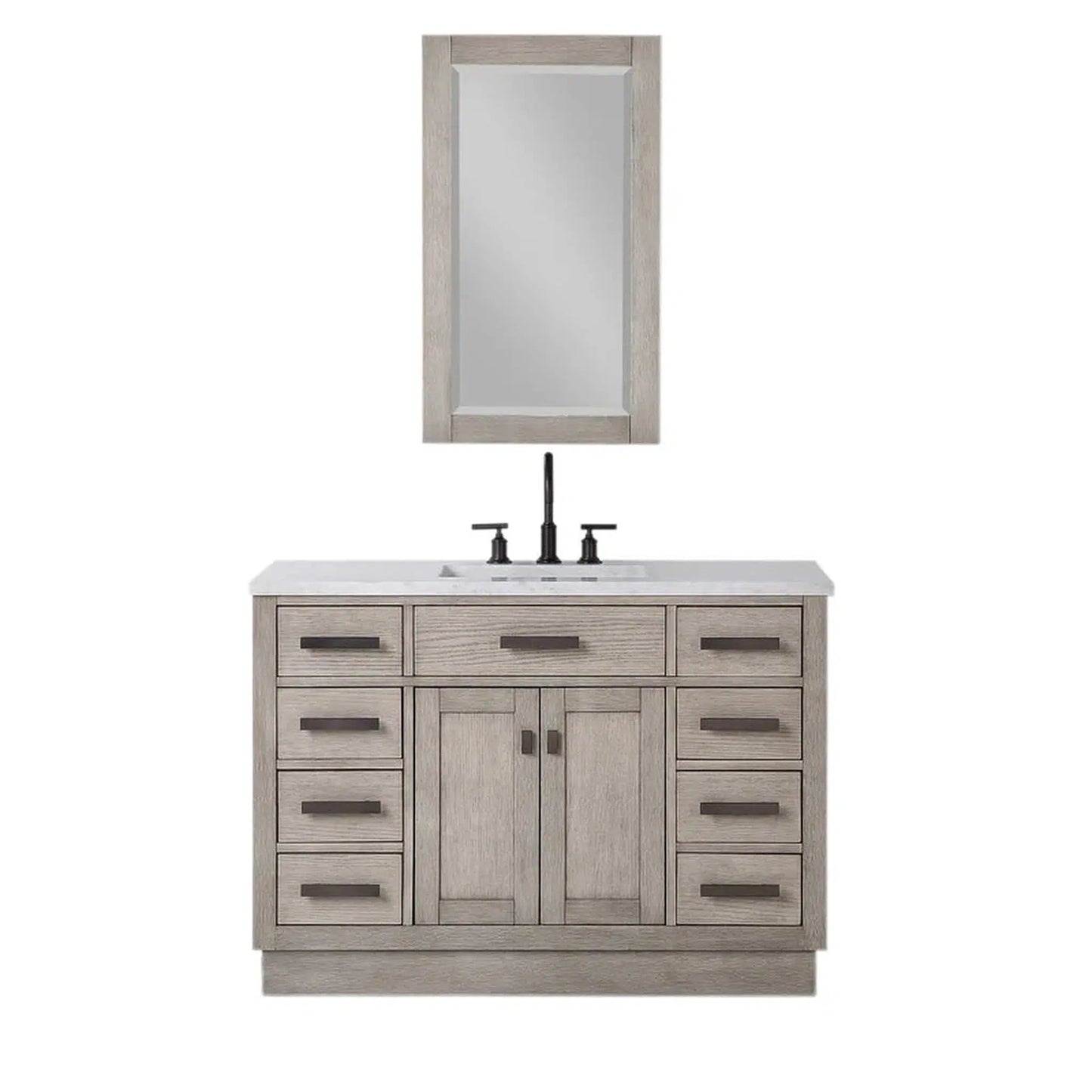 Water Creation Chestnut 48" Single Sink Carrara White Marble Countertop Vanity In Grey Oak