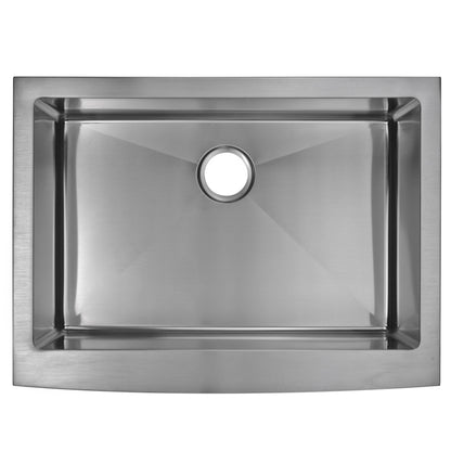 Water Creation Corner Radius Single Bowl Stainless Steel Hand Made Apron Front 30 Inch X 22 Inch Sink With Drain And Strainer