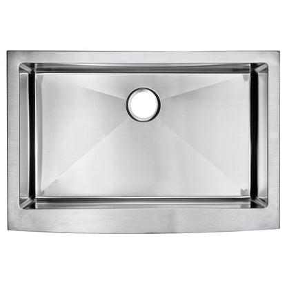 Water Creation Corner Radius Single Bowl Stainless Steel Hand Made Apron Front 33 Inch X 22 Inch Sink With Drain And Strainer