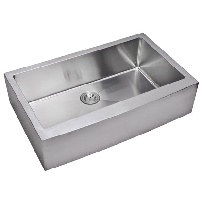 Water Creation Corner Radius Single Bowl Stainless Steel Hand Made Apron Front 36 Inch X 22 Inch Sink With Drain And Strainer