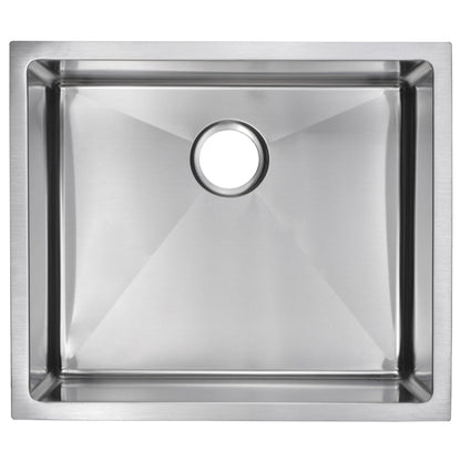 Water Creation Corner Radius Single Bowl Stainless Steel Hand Made Undermount 23 Inch X 20 Inch Sink With Drain And Strainer