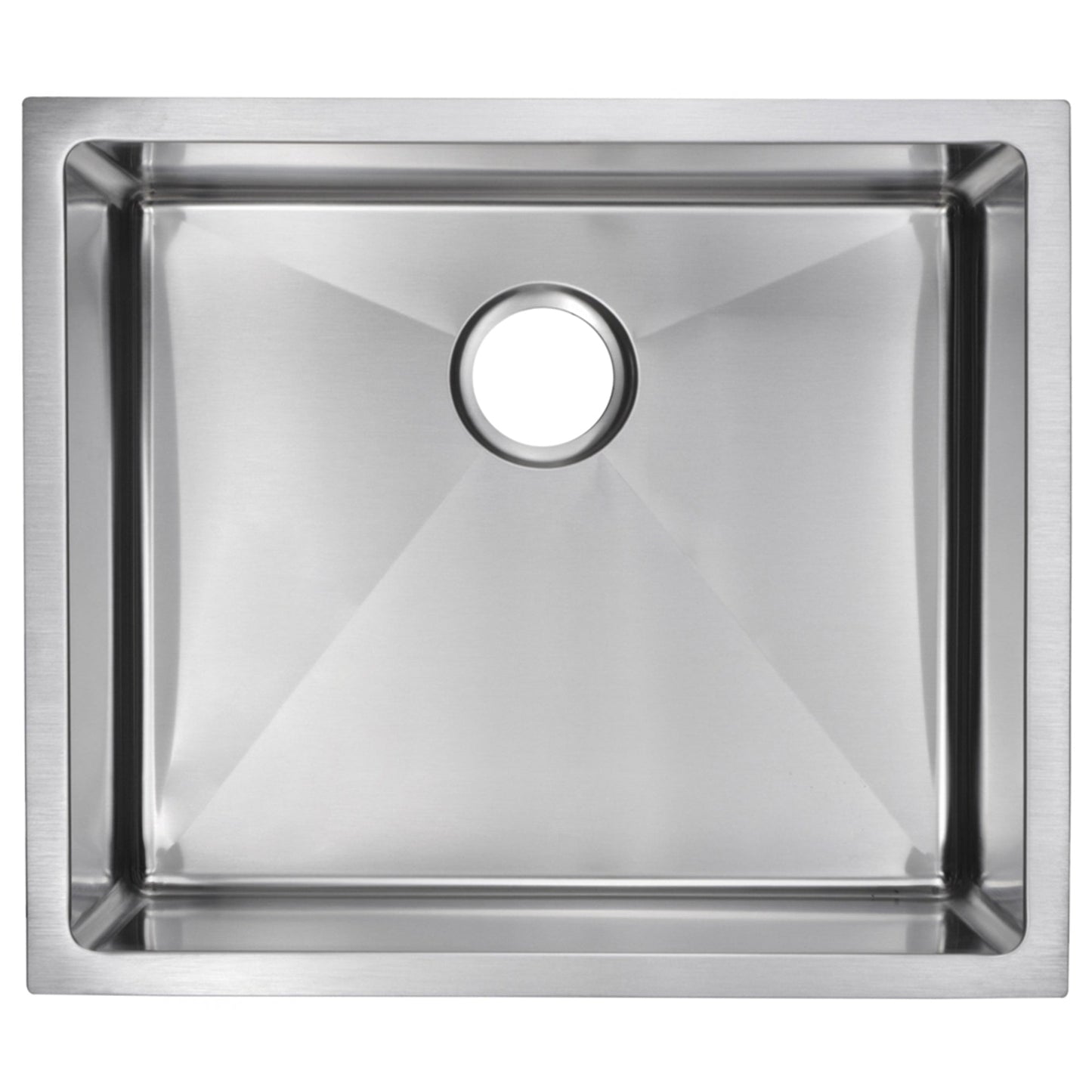 Water Creation Corner Radius Single Bowl Stainless Steel Hand Made Undermount 23 Inch X 20 Inch Sink With Drain, Strainer, And Bottom Grid