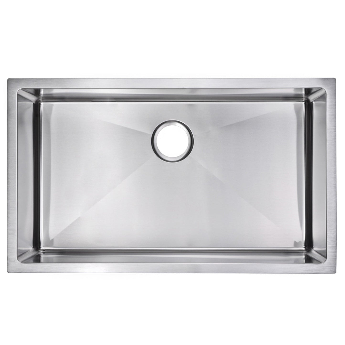 Water Creation Corner Radius Single Bowl Stainless Steel Hand Made Undermount 32 Inch X 19 Inch Sink With Drain And Strainer