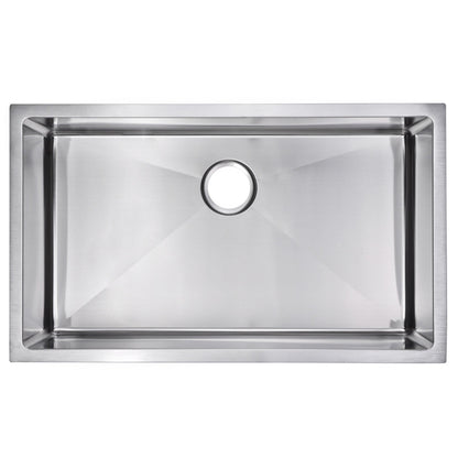 Water Creation Corner Radius Single Bowl Stainless Steel Hand Made Undermount 32 Inch X 19 Inch Sink With Drain And Strainer