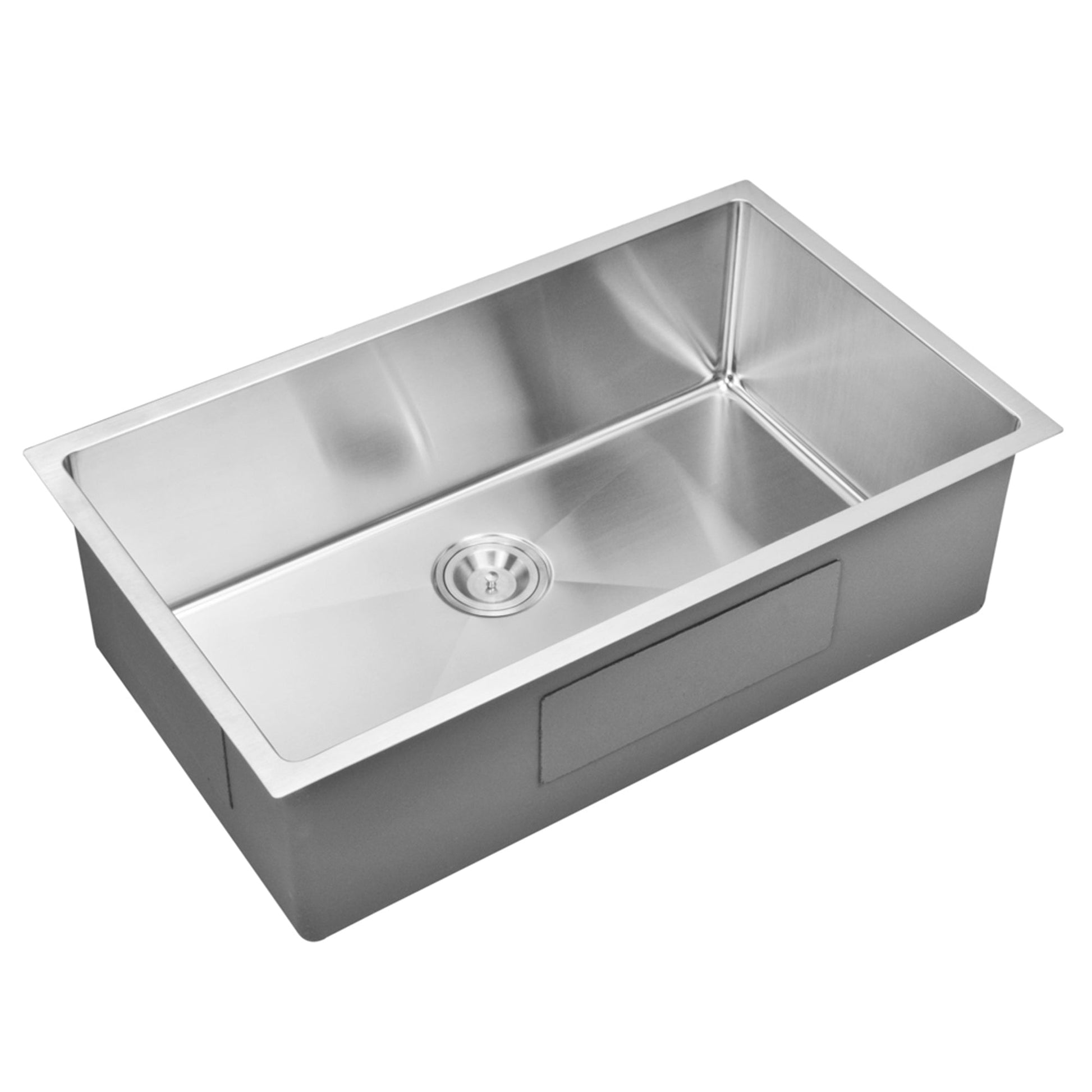 Water Creation Corner Radius Single Bowl Stainless Steel Hand Made Undermount 32 Inch X 19 Inch Sink With Drain, Strainer, And Bottom Grid