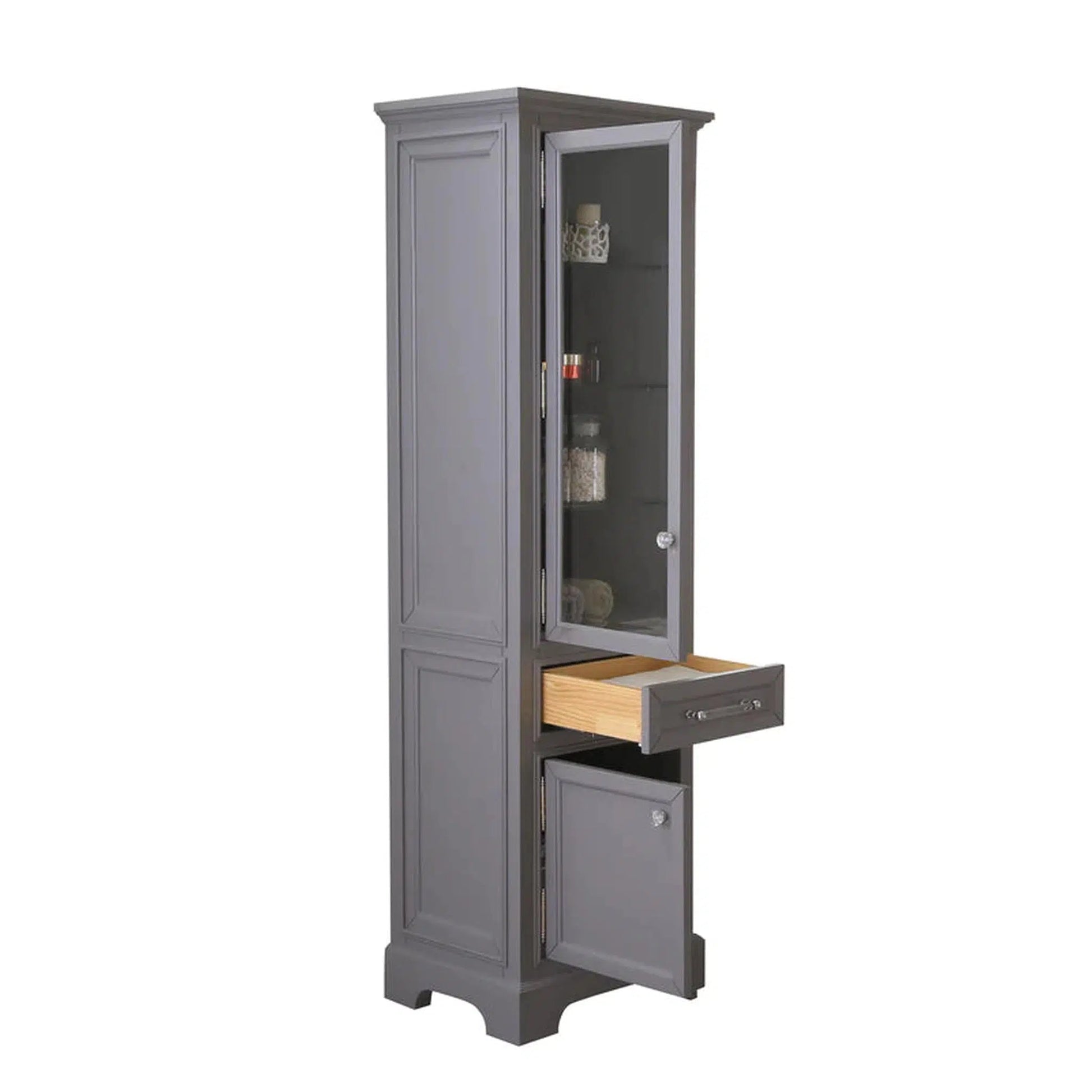 Water Creation Derby Collection Linen Cabinet In Cashmere Grey