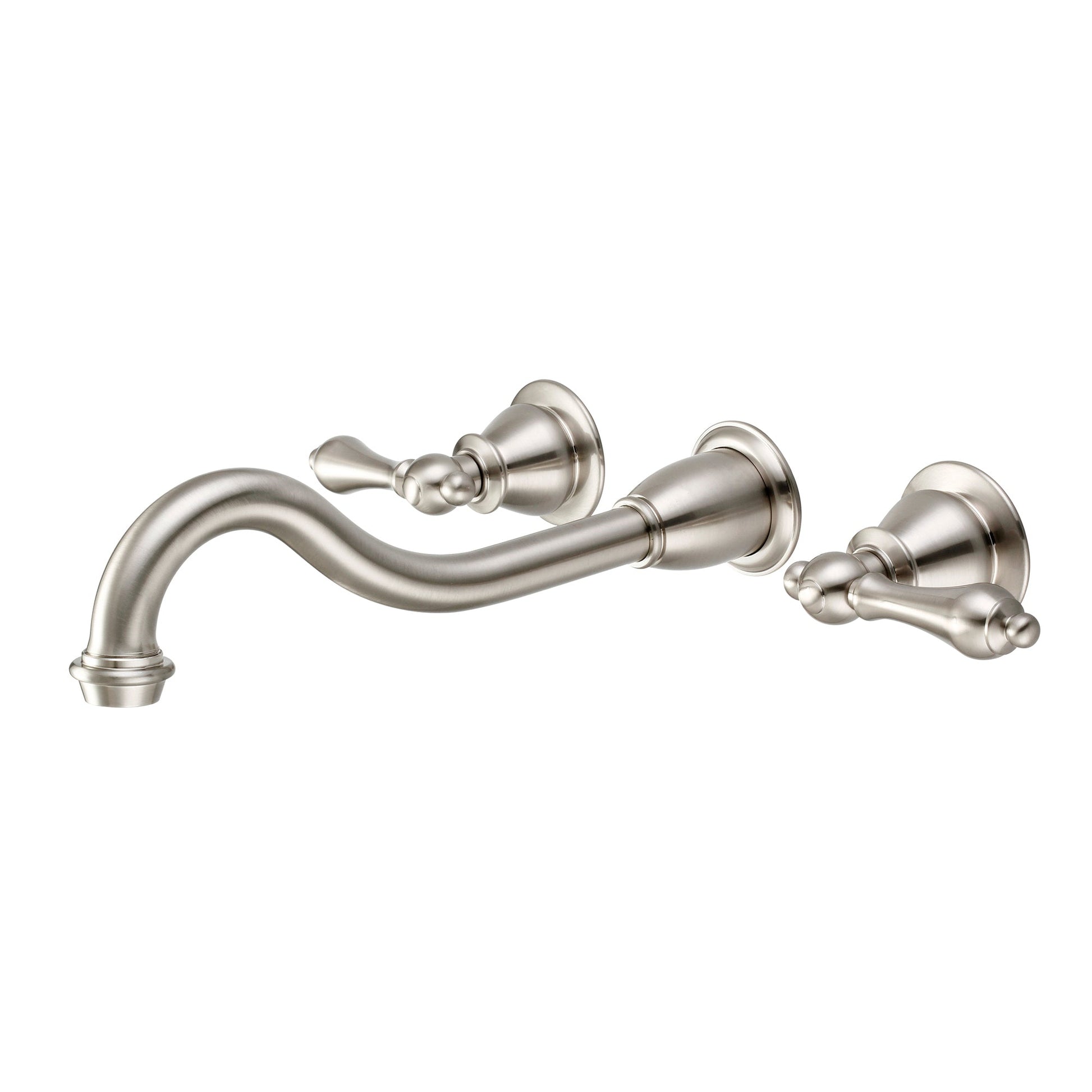 Water Creation Elegant Spout Wall Mount Vessel/Lavatory F4-0001 8" Grey Solid Brass Faucet With Metal Lever Handles Without Labels