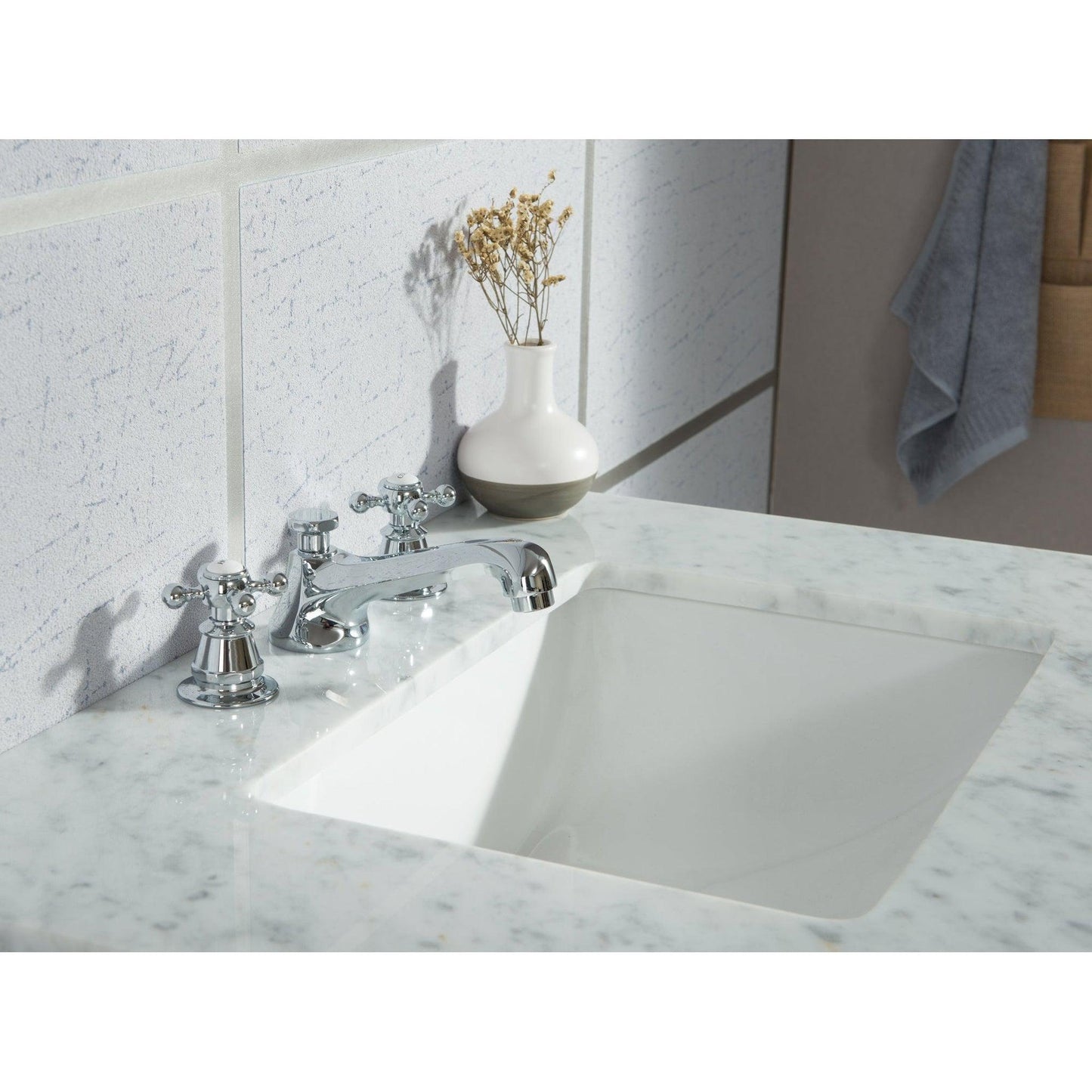 Water Creation Elizabeth 30" Single Sink Carrara White Marble Vanity In Pure White With F2-0009-01-BX Lavatory Faucet