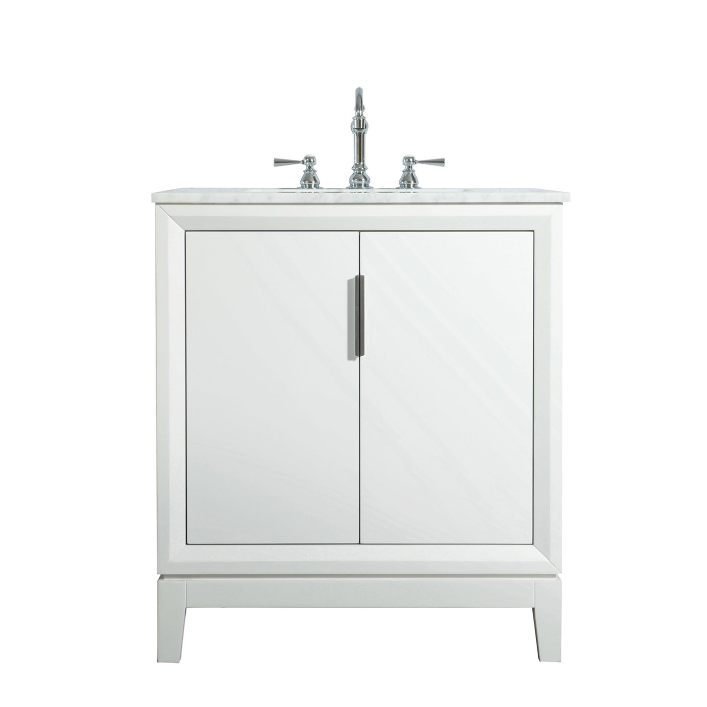 Water Creation Elizabeth 30" Single Sink Carrara White Marble Vanity In Pure White With F2-0012-01-TL Lavatory Faucet