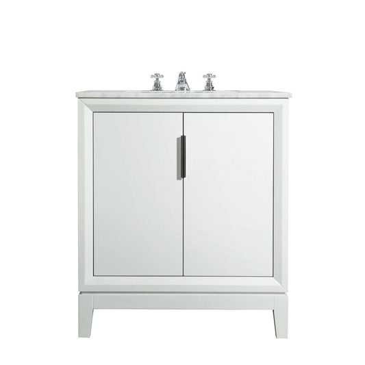 Water Creation Elizabeth 30" Single Sink Carrara White Marble Vanity In Pure White