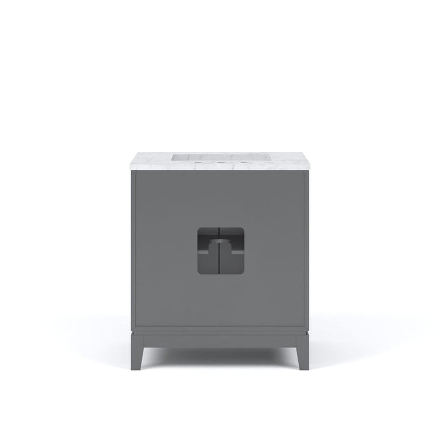 Water Creation Elizabeth 30" Single Sink White Carrara Marble Top Cahsmere Gray Finish Vanity