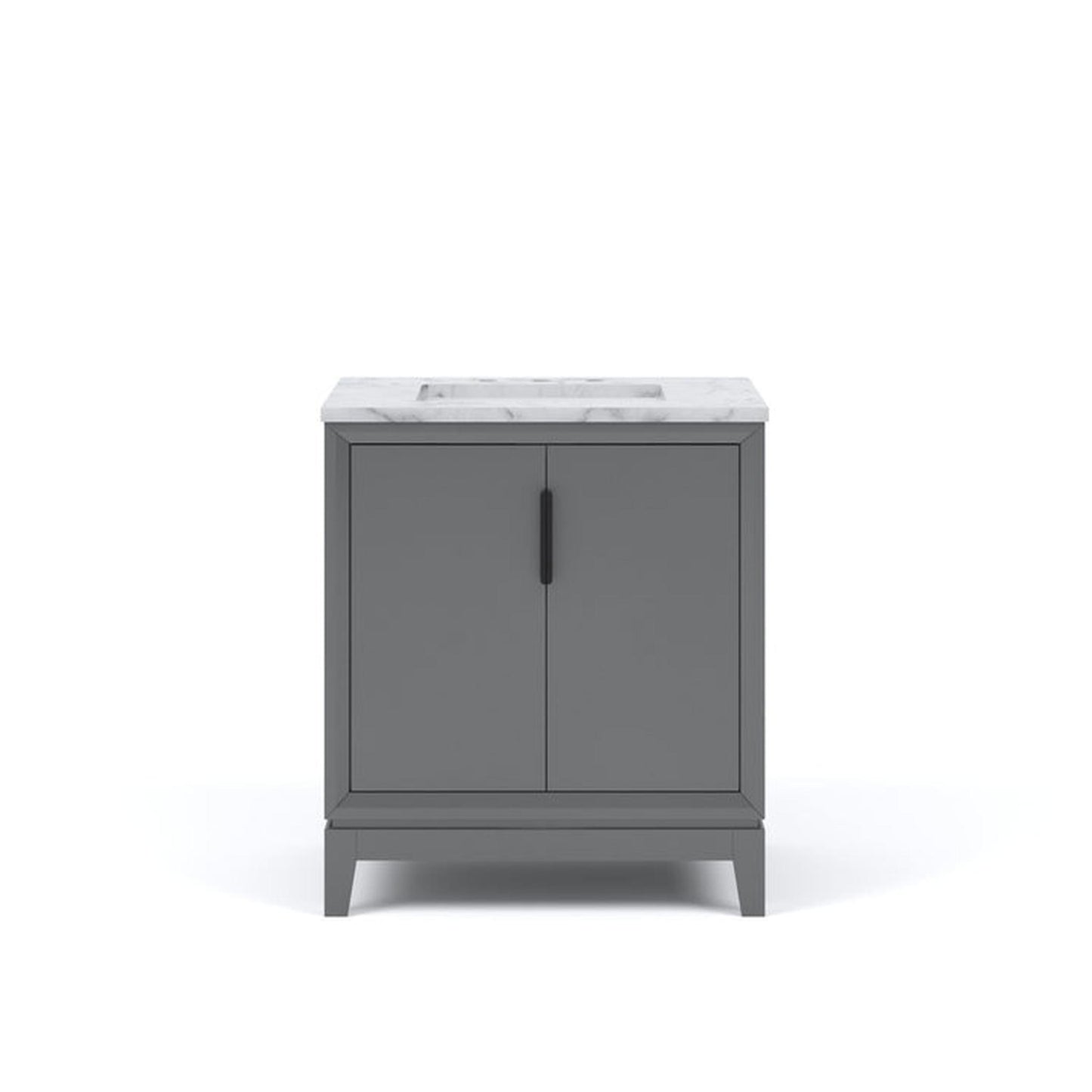 Water Creation Elizabeth 30" Single Sink White Carrara Marble Top Cahsmere Gray Finish Vanity