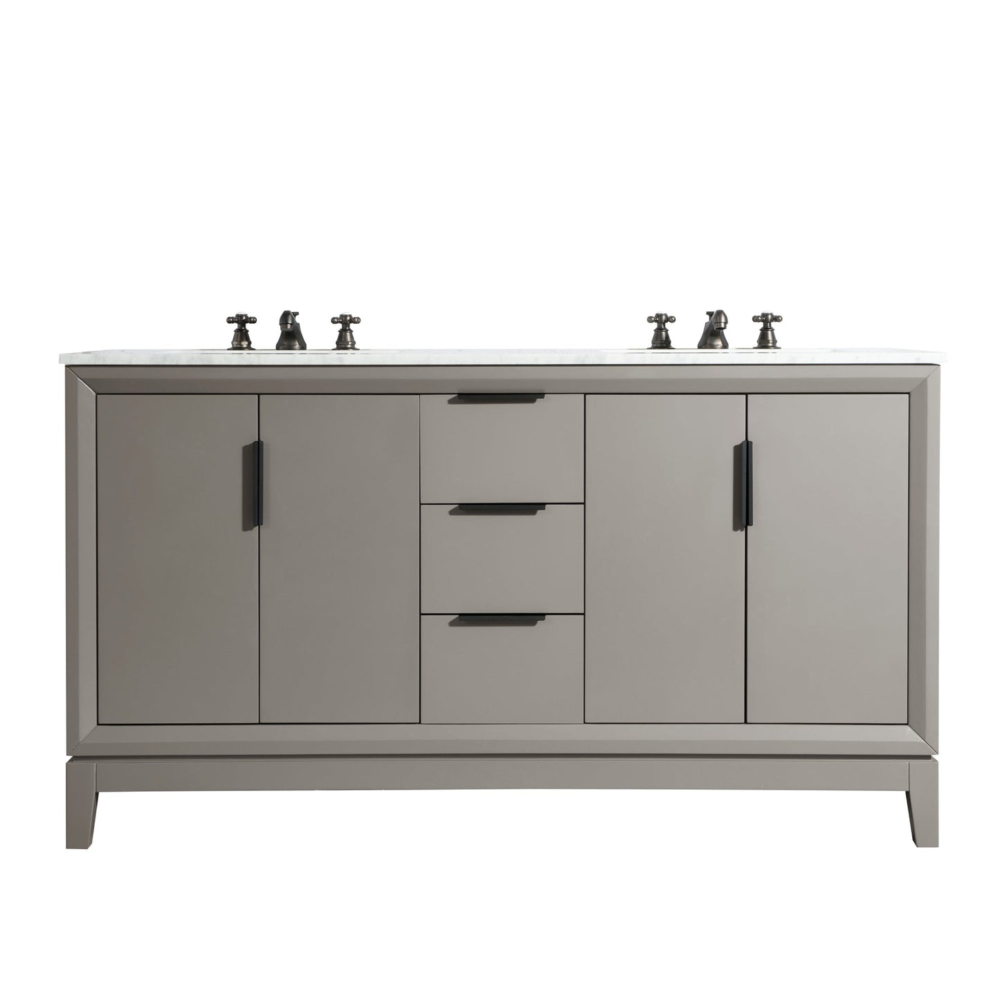 Water Creation Elizabeth 60" Double Sink Carrara White Marble Vanity In Cashmere Grey