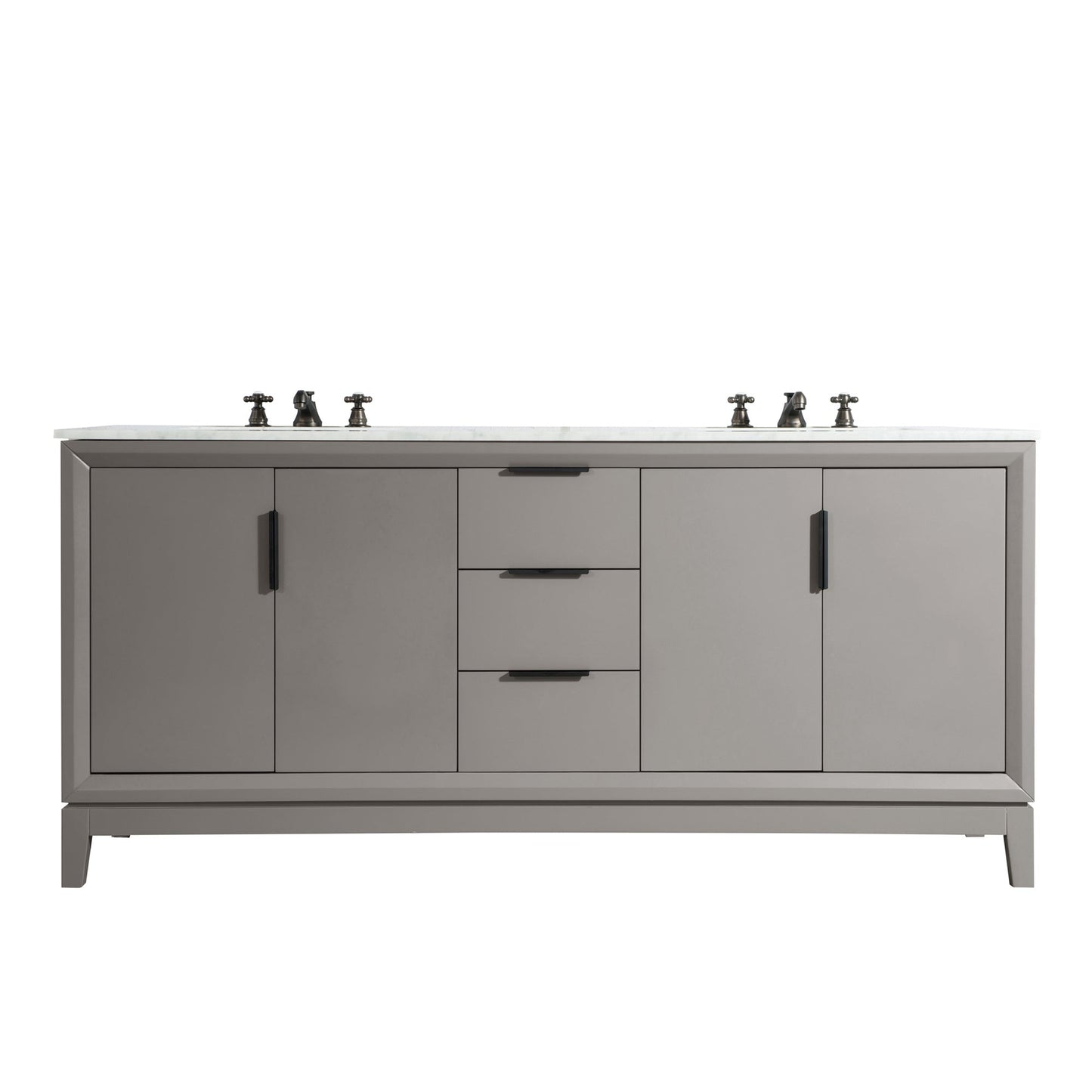 Water Creation Elizabeth 72" Double Sink Carrara White Marble Vanity In Cashmere Grey