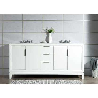 Water Creation Elizabeth 72" Double Sink Carrara White Marble Vanity In Pure White