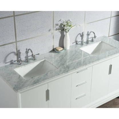 Water Creation Elizabeth 72" Double Sink Carrara White Marble Vanity In Pure White With F2-0012-01-TL Lavatory Faucet