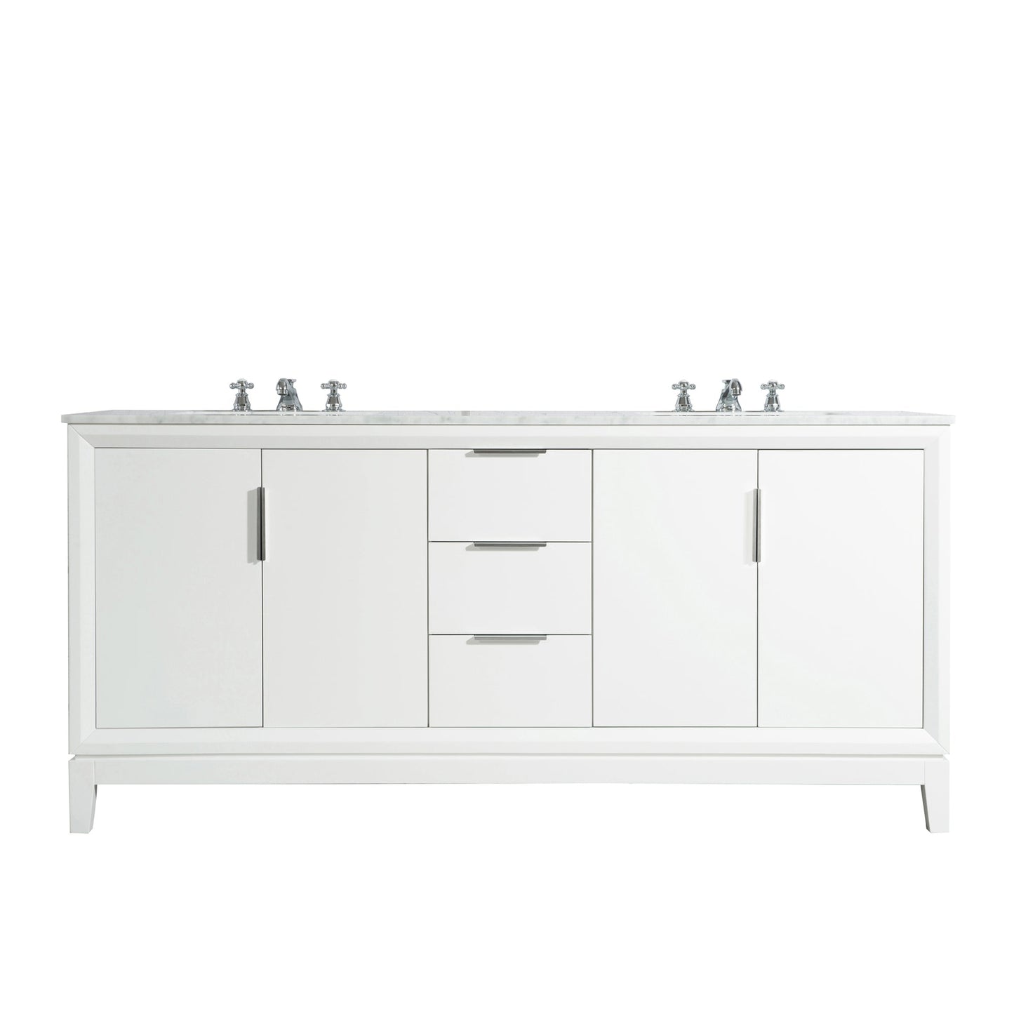 Water Creation Elizabeth 72" Double Sink Carrara White Marble Vanity In Pure White